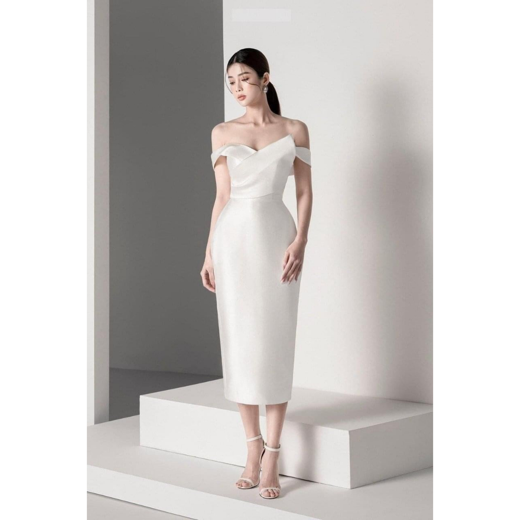Váy đầm thiết kế cao cấp trễ vai sang trọng - C.A.T BOUTIQUE.BD52