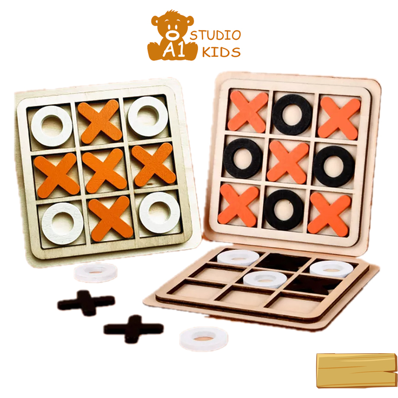 Bộ Đồ Chơi XO Tic-tac-toe Bằng Gỗ 14x14cm Giúp Rèn Luyện Tư Duy Logic Cho Bé A1studiokids