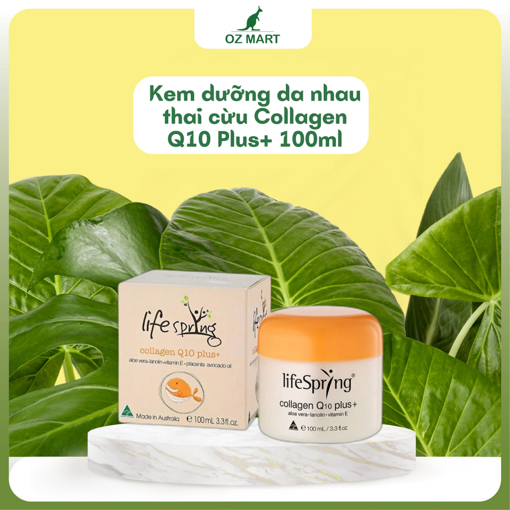 Kem dưỡng da nhau thai cừu của Úc LifeSpring Collagen Q10 Plus+ 100ml chống lão hóa, dưỡng ẩm cho da