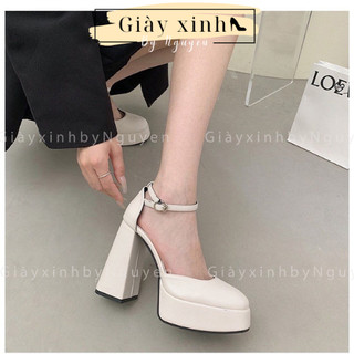 Giày cao gót barbie bản cao cấp - giày cao gót nữ gót vuông 9, 12cm