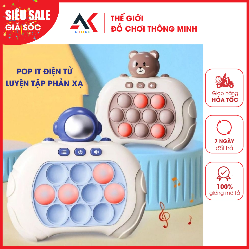 Popit Điện Tử Máy Chơi Game Popit Thế Hệ Mới Phiên Bản Tiếng Anh Nhiều Cấp Độ Cho Trẻ Em Và Người Lớn