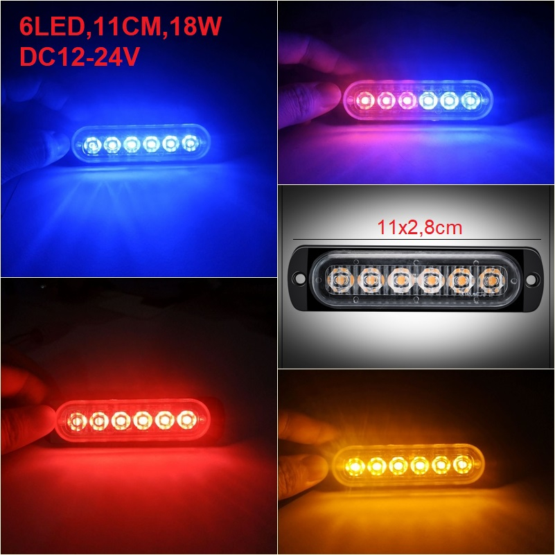 Đèn police chớp xanh đỏ 12 LED, 8 LED, 6 LED, 4 LED, đèn cảnh sát, cảnh báo khẩn, 16 chế độ nháy, DC12V-24V - DXZ