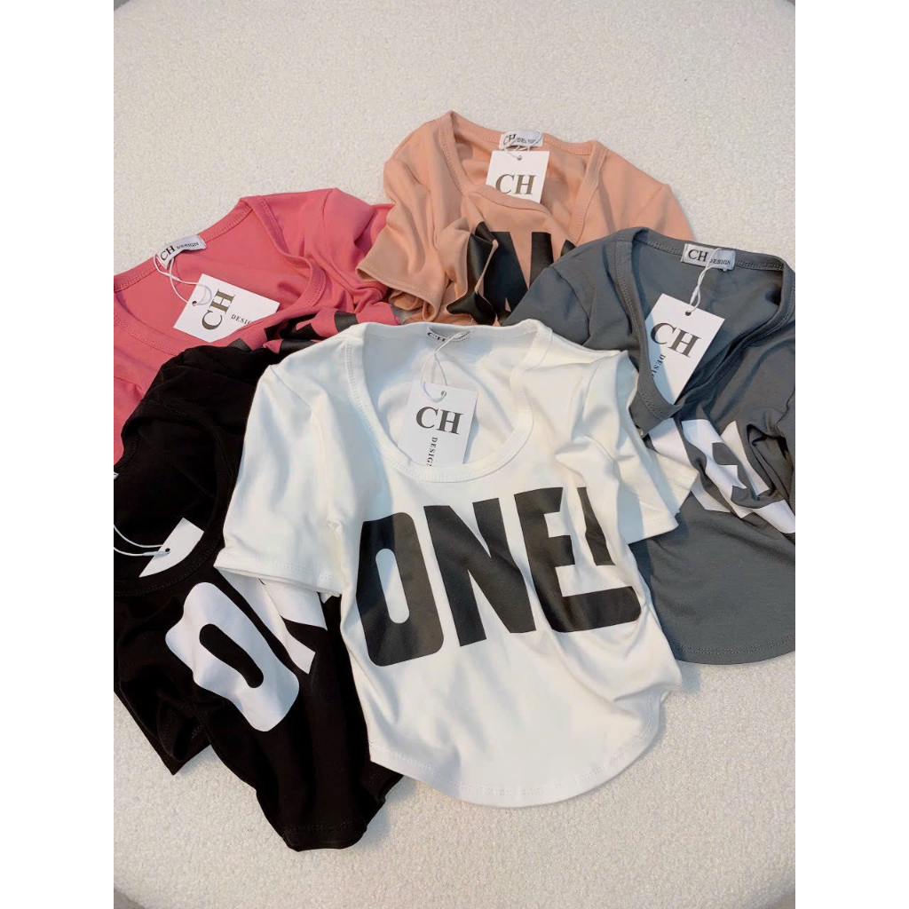 Áo Thun Croptop Nữ Chất Borip Đẹp Mịn Co Giãn In Chữ One