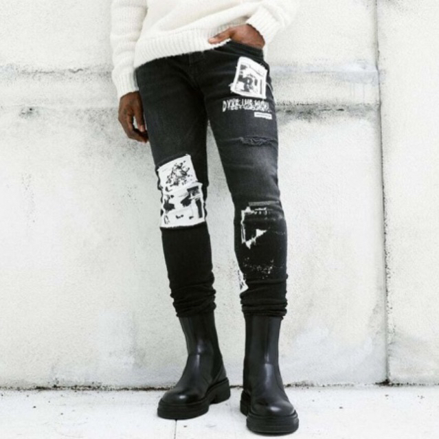 Quần jean nam Zara authentic RIPPED WITH PATCHES size 30