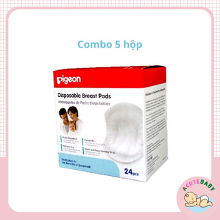 Miếng lót thấm sữa combo 5 Hộp Tấm lót sữa Pigeon 24 miếng