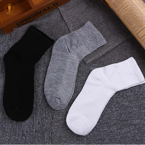 Tất Vớ Trơn Cổ Cao TRAZ MEN Nam Nữ Trắng Đen Xám Xanh Thời Trang Unisex Style Hàn Quốc