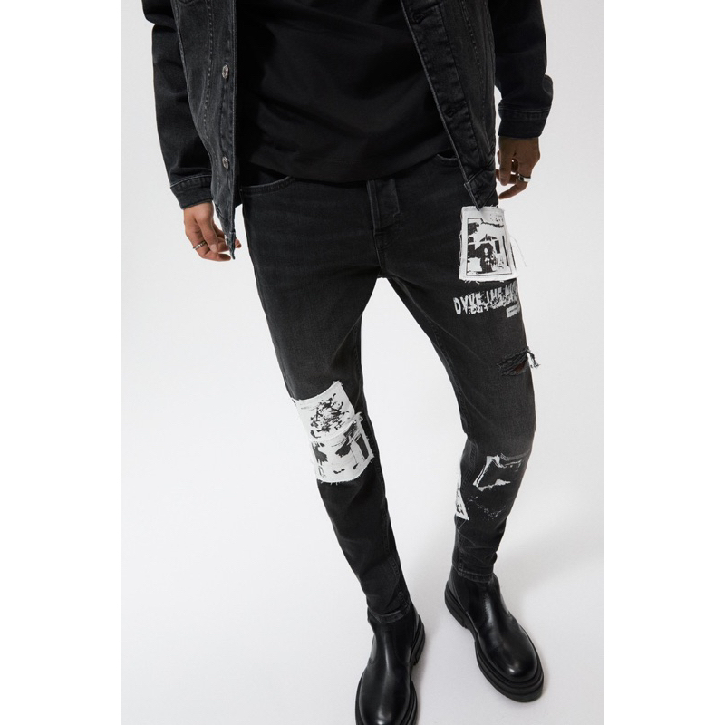 Quần jean nam Zara authentic RIPPED WITH PATCHES size 30