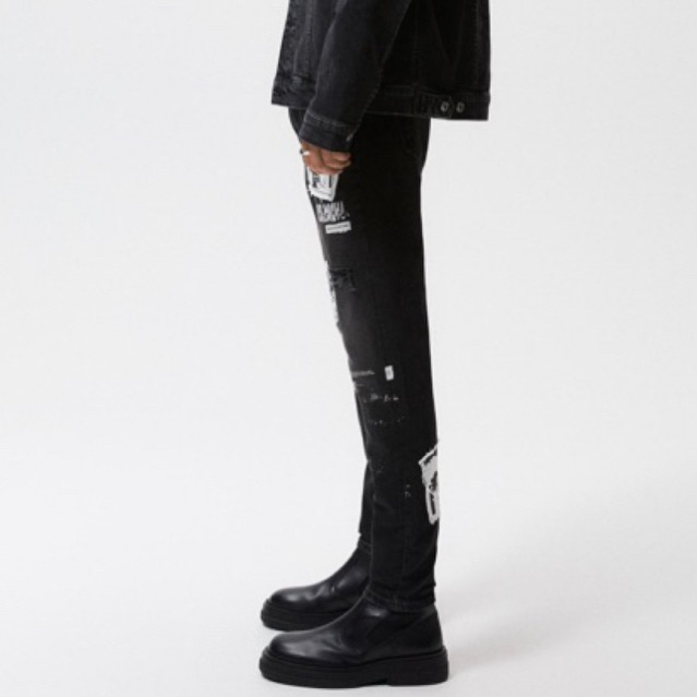 Quần jean nam Zara authentic RIPPED WITH PATCHES size 30