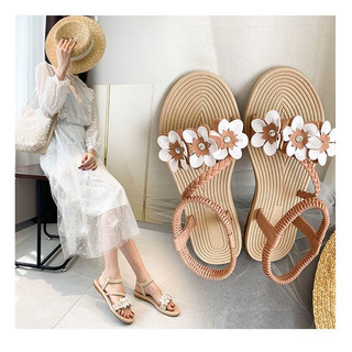 Sandal nữ quai hoa có big size 40 41 42 43 đế bằng