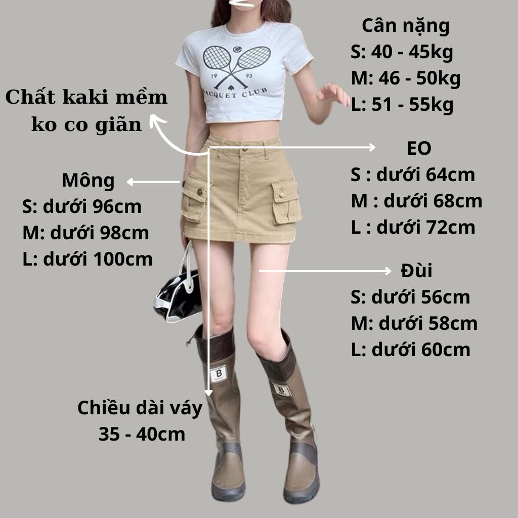 Chân Váy Ngắn Túi Hộp Chất Kaki Mềm Siêu Hot | BigBuy360 - bigbuy360.vn