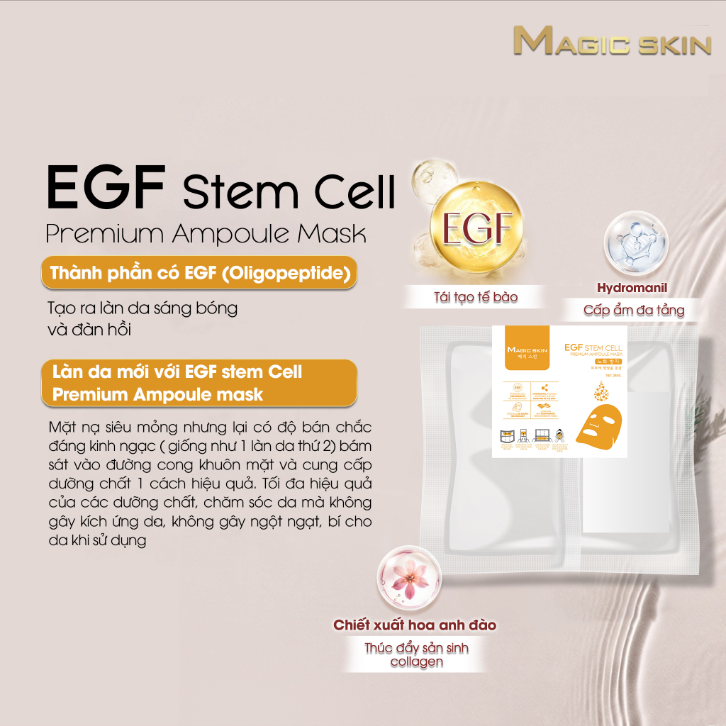 Mặt nạ phục hồi da đa tầng công nghệ tế bào gốc Magic Skin - EGF Stem Cell Premium Ampoule Mask