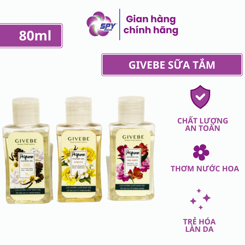 Sữa tắm GIVEBE hương nước hoa Ý 80ml tái tạo làn da, mềm mại, sạch mụn chiết suất thiên nhiên