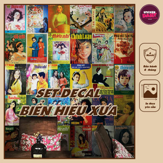 Set decal dán tường Biển Hiệu Xưa Vintage, Decal decor quán cafe, cửa hiệu, trang trí phòng số lượng 24, 50 tấm