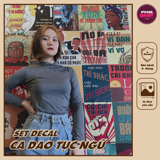 Set decal dán tường Ca dao tục ngữ decor phòng ngủ, số lượng 24,50 tấm, mỗi tấm khổ A5/A4