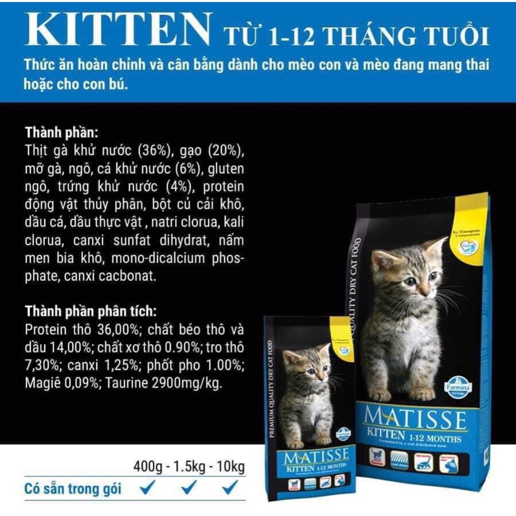 Hạt Matisse Cao Cấp Cho Mèo Con Và Mèo Trưởng Thành