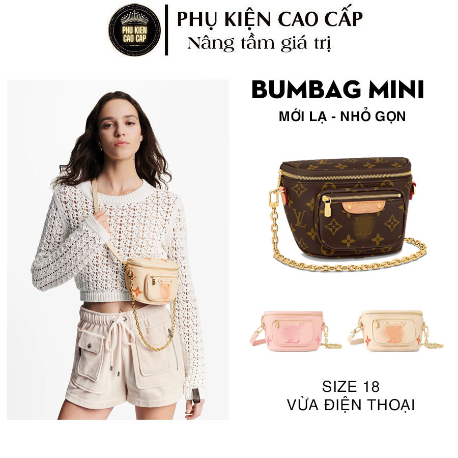 Túi mini hot - BUMBAG MINI cao cấp - Kèm 2 dây đeo nhiều kiểu chất da dày dặn