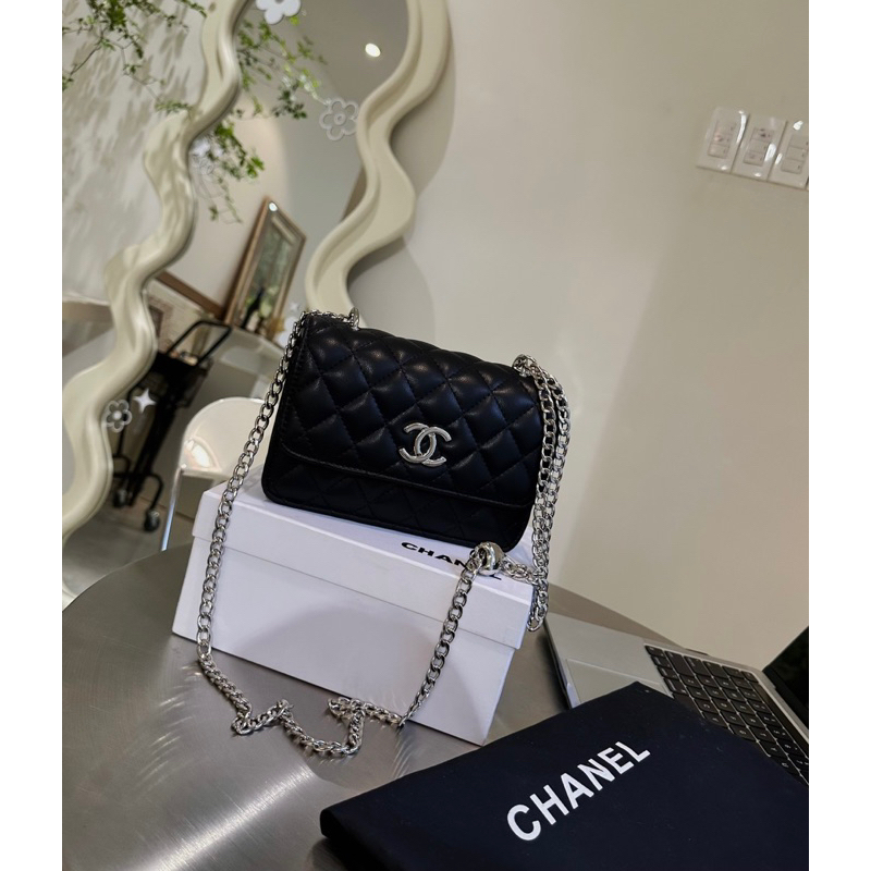 Túi đeo chéo katun ô trám xanh jean sang xĩu lun ạ 19cm