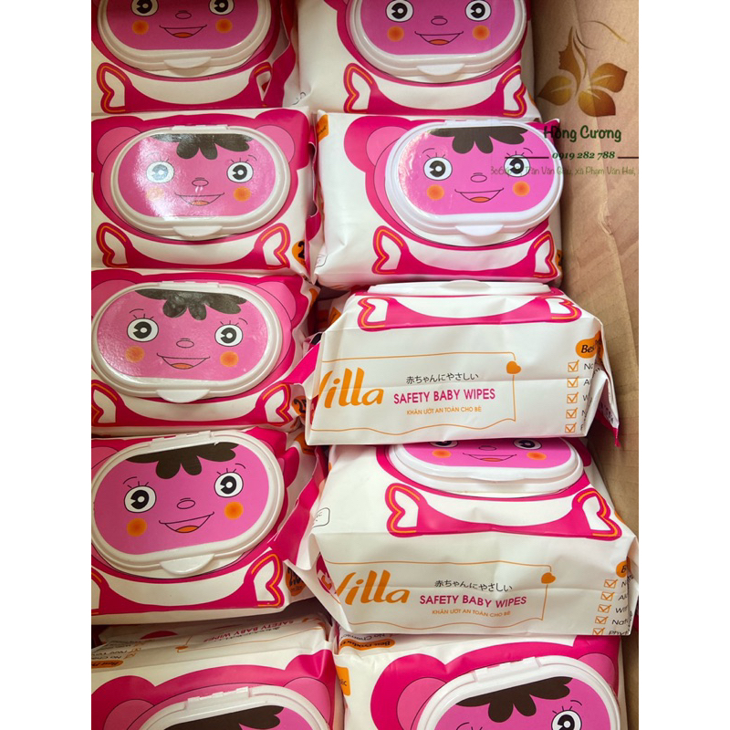 Khăn ướt cho bé Villa không mùi, khổ to, vải bi- Gói 250gr