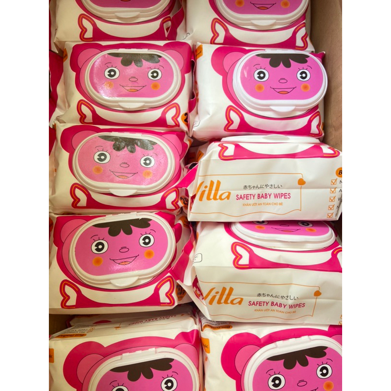 Khăn ướt cho bé Villa không mùi, khổ to, vải bi- Gói 250gr