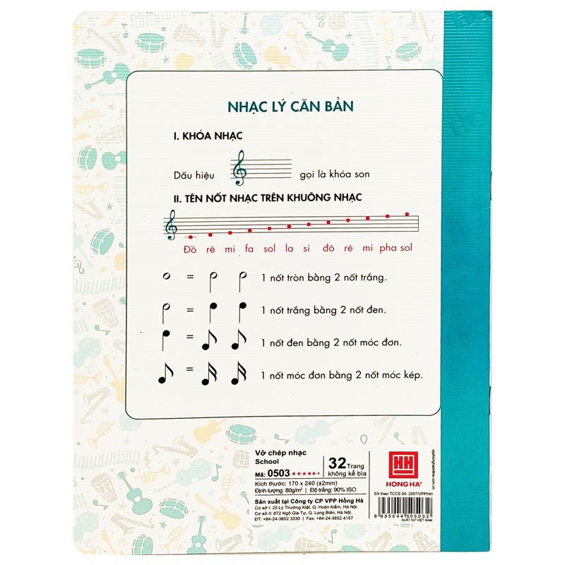 Vở chép nhạc School Hồng Hà 0503 - 32 trang