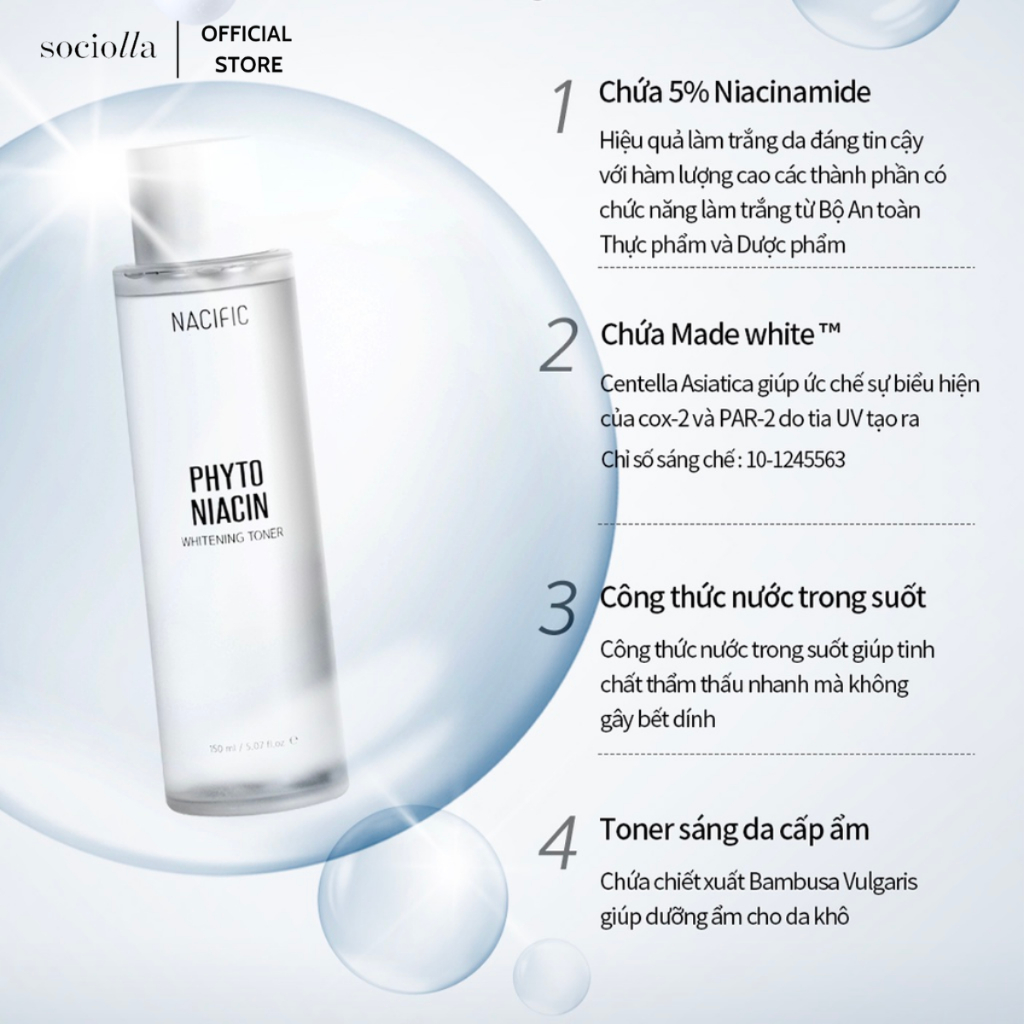 Nước Cân Bằng Dưỡng Trắng Nacific Phyto Niacin Whitening Toner 150 ml
