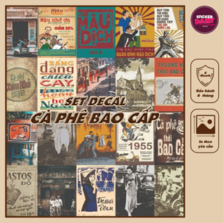 Set decal dán tường Cà phê bao cấp, Decal decor quán cafe, trang trí phòng số lượng 24,50 tấm