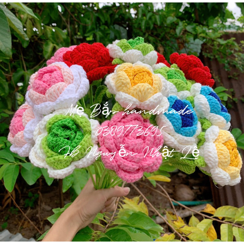 Hoa đầu heo handmade bằng len, hoa đầu thú, hoa len handmade bằng len làm quà tặng ý nghĩa cho crush