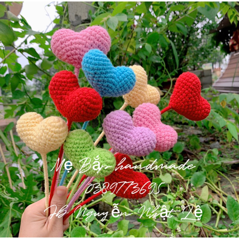 Hoa đầu heo handmade bằng len, hoa đầu thú, hoa len handmade bằng len làm quà tặng ý nghĩa cho crush