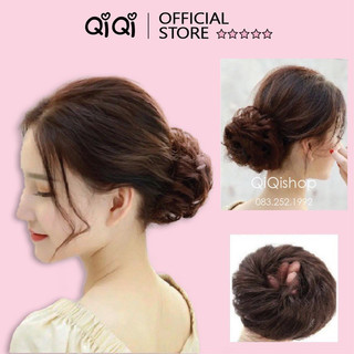 Búi tóc giả xoăn rối buộc chun cao cấp Qiqishop sỉ 20k