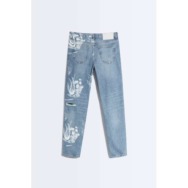 Quần jean nam Zara authentic RIPPED FLORAL PRINT size 29