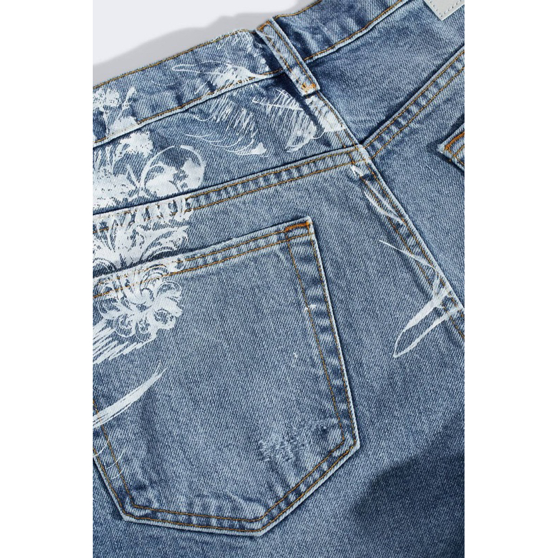 Quần jean nam Zara authentic RIPPED FLORAL PRINT size 29