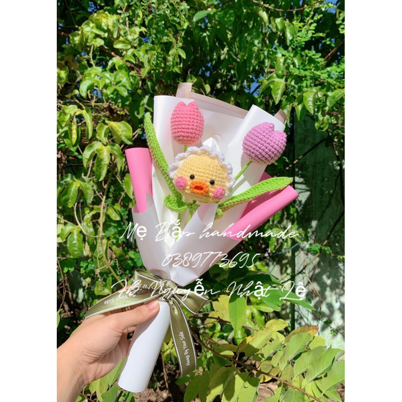 Hoa đầu heo handmade bằng len, hoa đầu thú, hoa len handmade bằng len làm quà tặng ý nghĩa cho crush