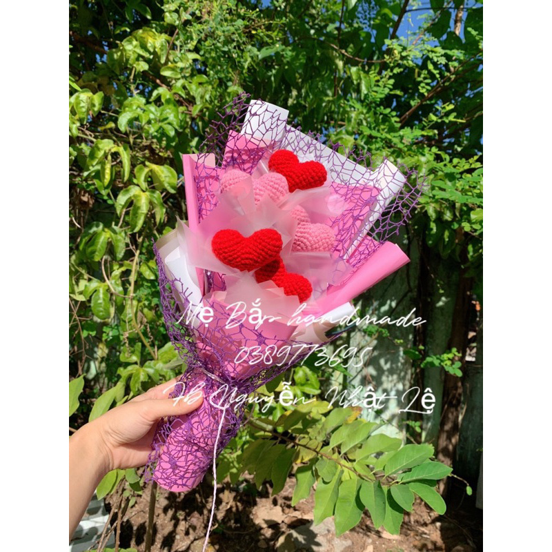 Hoa đầu heo handmade bằng len, hoa đầu thú, hoa len handmade bằng len làm quà tặng ý nghĩa cho crush