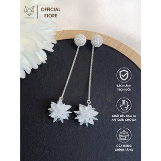 Khuyên Tai Bạc Nữ CaoBac Silver S925 Bông Tuyết Dài Dành Cho Nữ Đi Dự Tiệc- Bạc Ta Cao Cấp