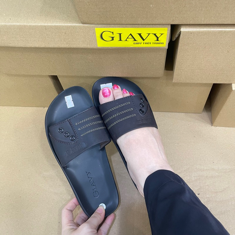 Dép nữ Giavy quai da bảng ngang TK450
