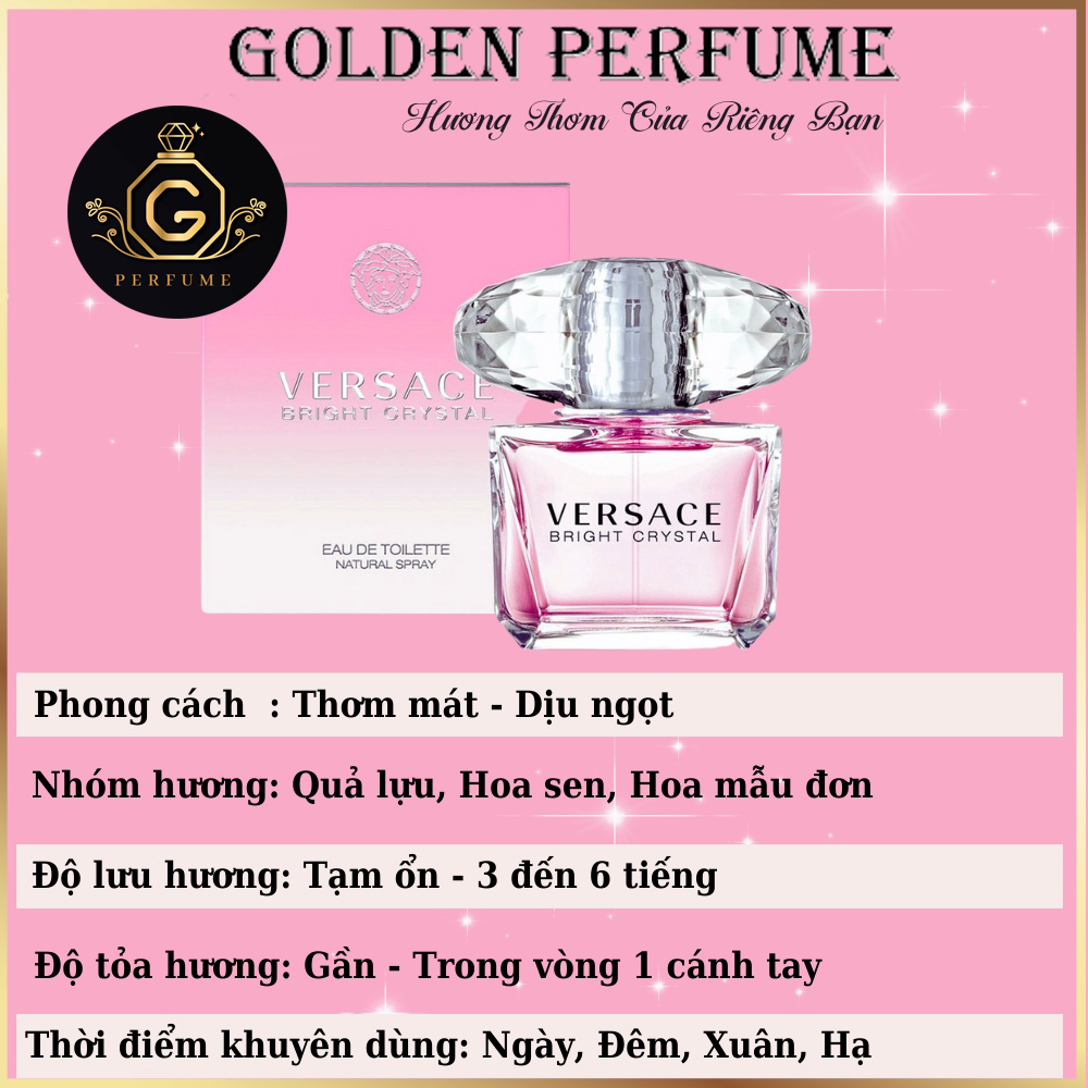 Mẫu thử nước hoa nữ chính hãng Versace Bright Crystal Chiết 10ml - Golden Perfume