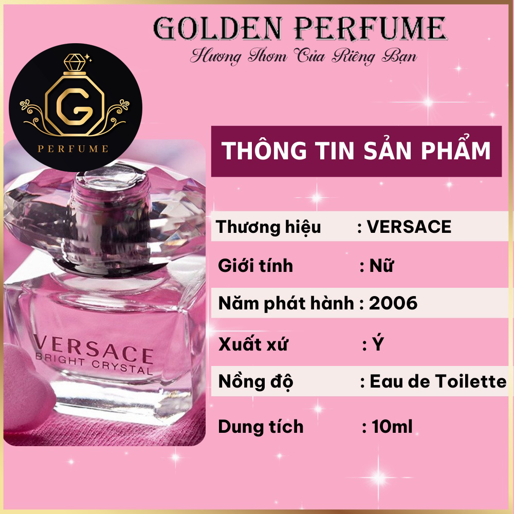Mẫu thử nước hoa nữ chính hãng Versace Bright Crystal Chiết 10ml - Golden Perfume