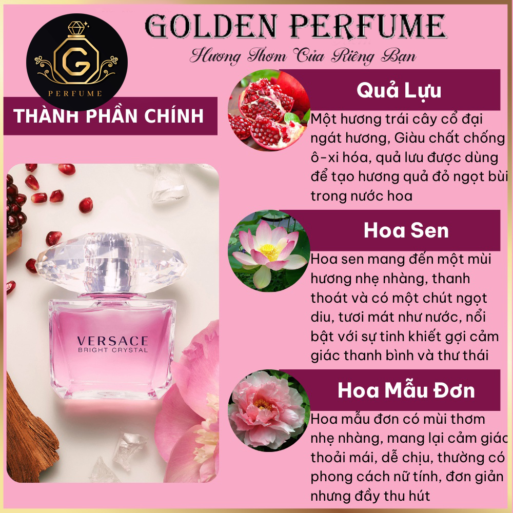 Mẫu thử nước hoa nữ chính hãng Versace Bright Crystal Chiết 10ml - Golden Perfume