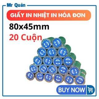 20 Cuộn giấy in hóa đơn nhiệt k80 kích thước 80x45mm