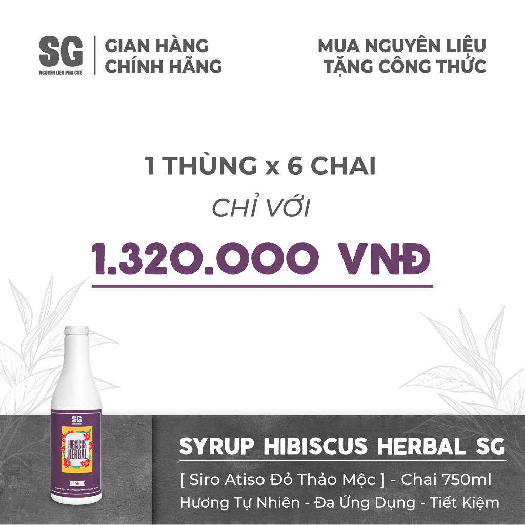 Syrup Hibiscus Herbal | Chai 750ml | Đa Ứng Dụng Trong Pha Chế Đồ Uống, Làm Topping, Nấu Ăn | Nguyên Liệu Pha Chế SG
