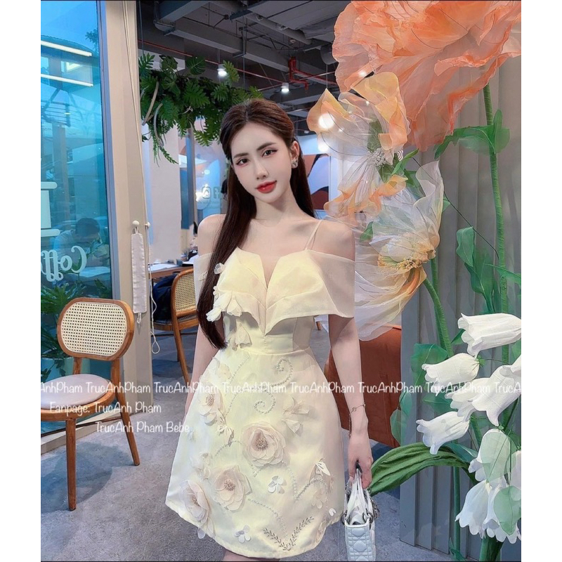 Váy Nữ 2 Dây Dáng Chữ A Phối Đầm Tafta Sang Chảnh