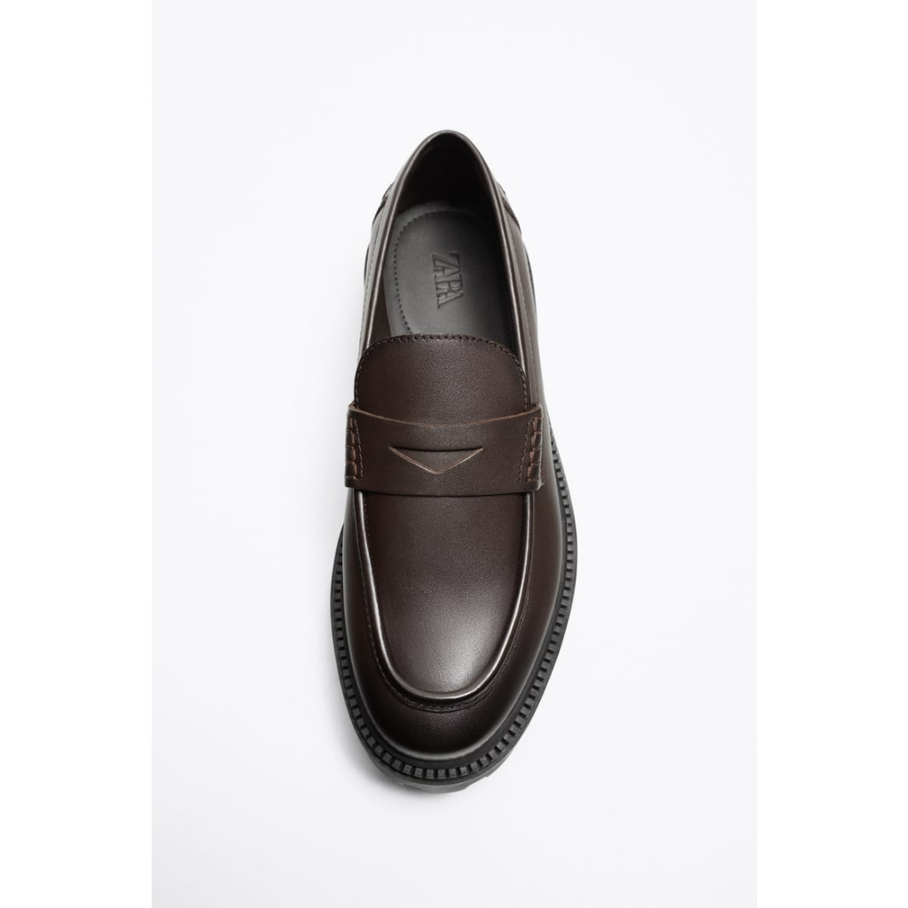 Giày lười nam da nâu đế dày Zara authentic CHUNKY size 39