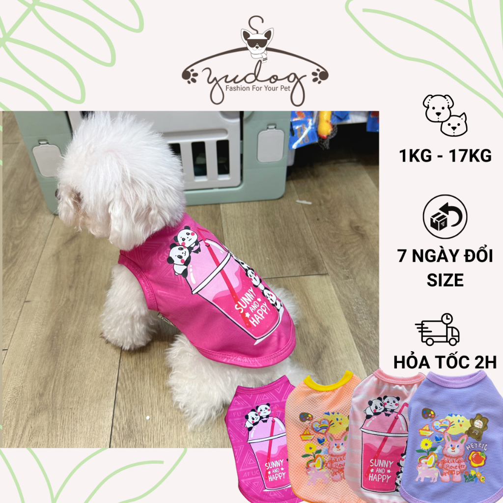 Áo thun cho chó mèo mặc yudog áo sát nách dành cho chó mèo