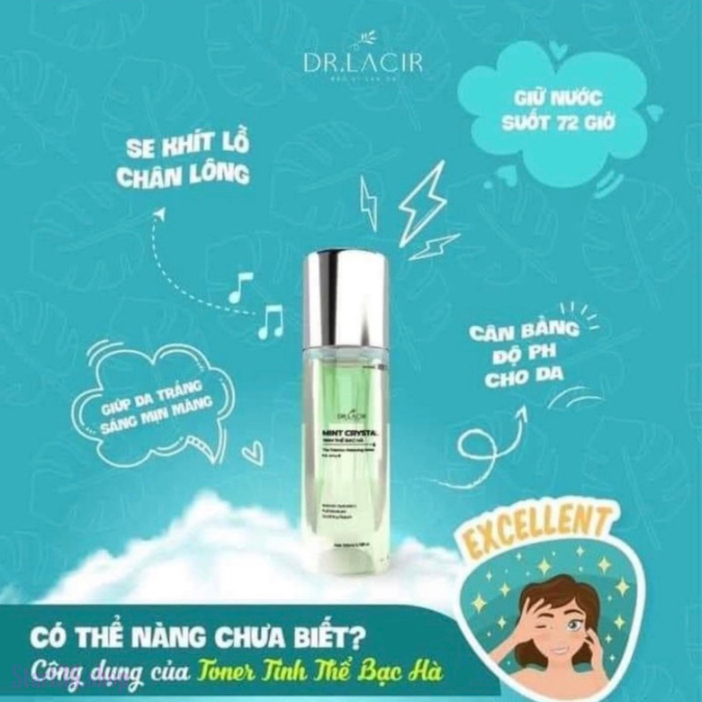 Toner tinh thể bạc hà Dr lacir toner cấp ẩm cho da mặt cân bằng độ ẩm thu nhỏ lỗ chân lông giúp trắng da giảm mụn 100ml | BigBuy360 - bigbuy360.vn