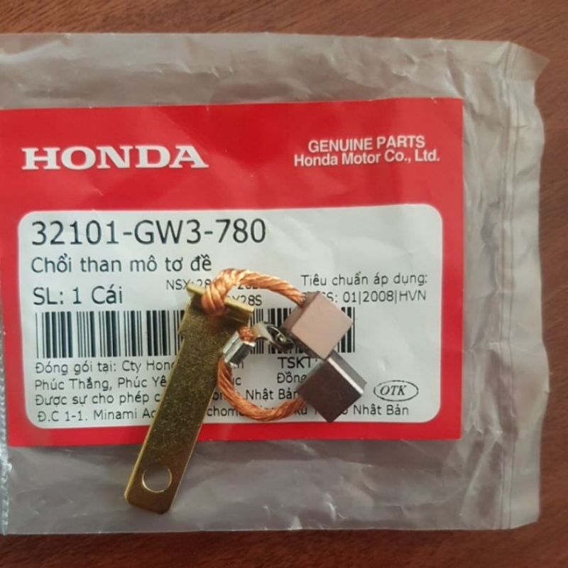 Bộ chổi than máy đề xe Dream, Wave 100 , wave S110, Airblade hính hãng Honda