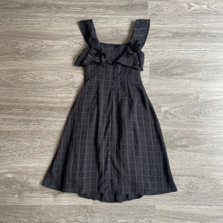 Đầm midi nữ caro đen