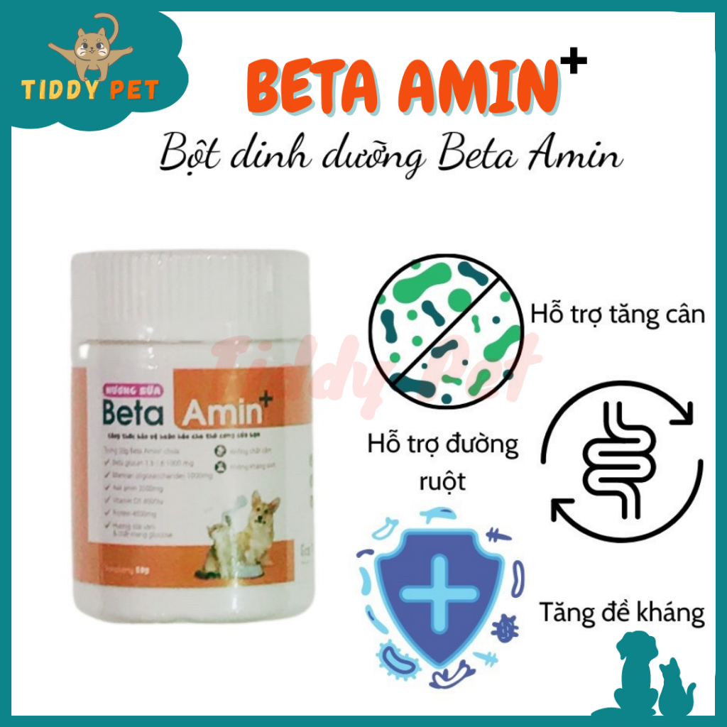 BETA AMIN Bột Tăng Đề Kháng, Ngăn Ngừa Bệnh Tật, Kích Thích Ăn Uống Cho Chó Mèo