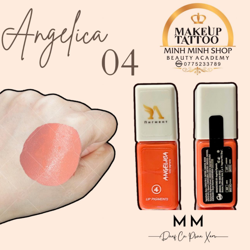 Mực Angelica Tem Đen Hồng Cam Sữa Chai Vuông 10ML