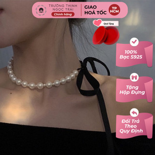 Dây Chuyền Ngọc Trai Choker Ruy Băng Đen Sang Trọng, Thời Trang - Ngọc Trai Trường Thịnh