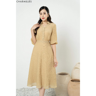 Đầm sơ mi charmilles midi tay lỡ dáng chữ a xòe 23md041vn